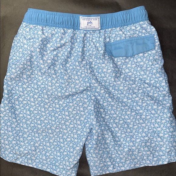 Southern Tide Light Blue Turtles/Floral Swim Trunks Kids Size L - Picture 2 of 4